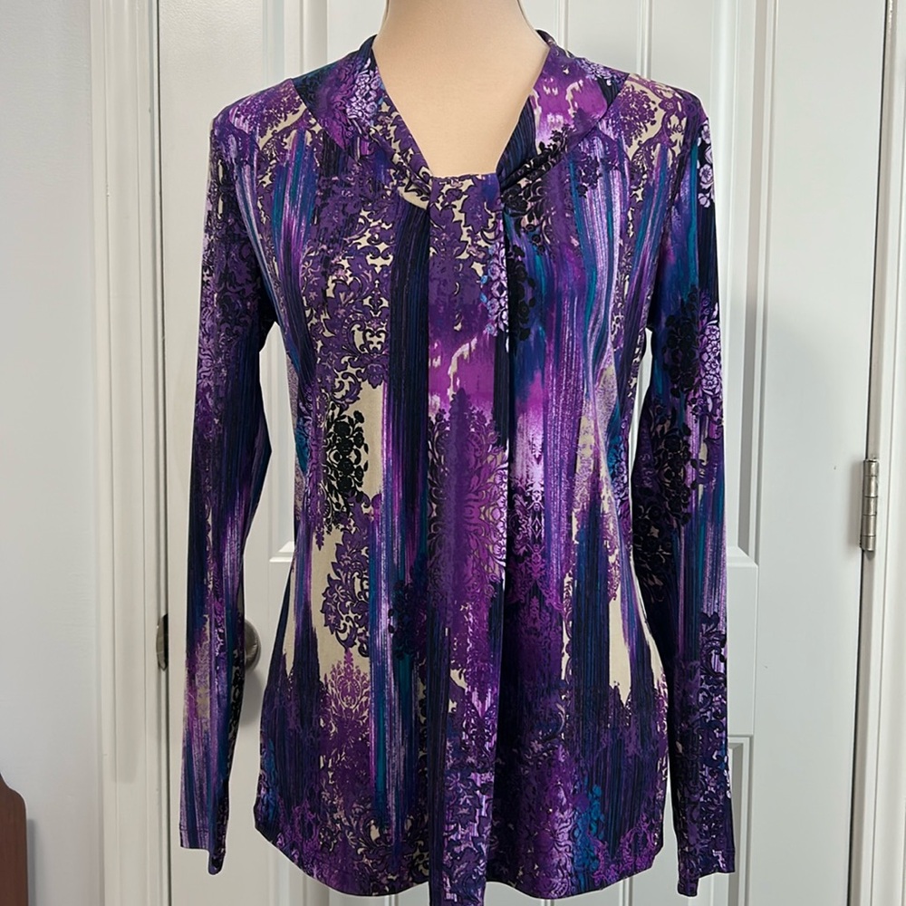 DANA BUCHMAN V NECK LONG SLEEVE TOP MEDIUM